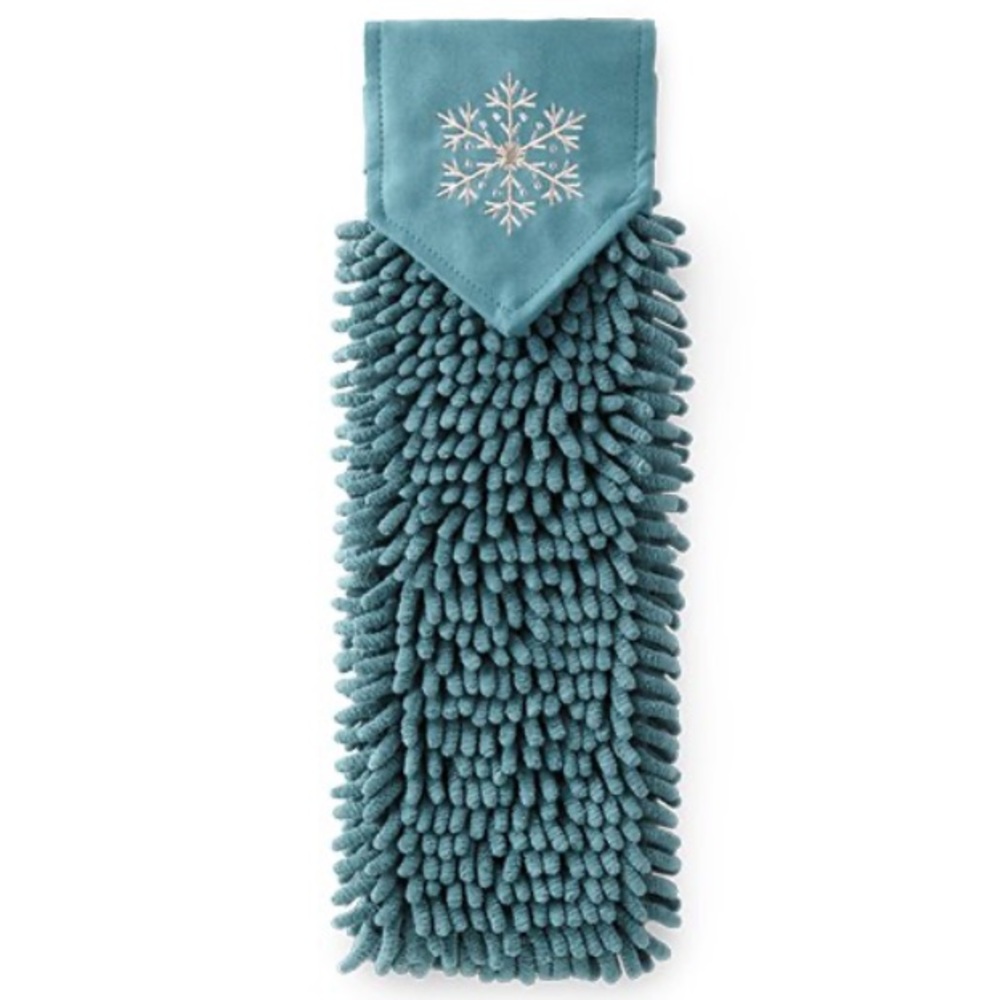 Chenille hand towel with snowflake design and free book